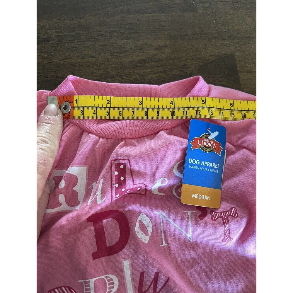 Great Choice Doggy T-shirt Size Medium Pink “Rules Don’t Apply To Me” NEW - Picture 5 of 7